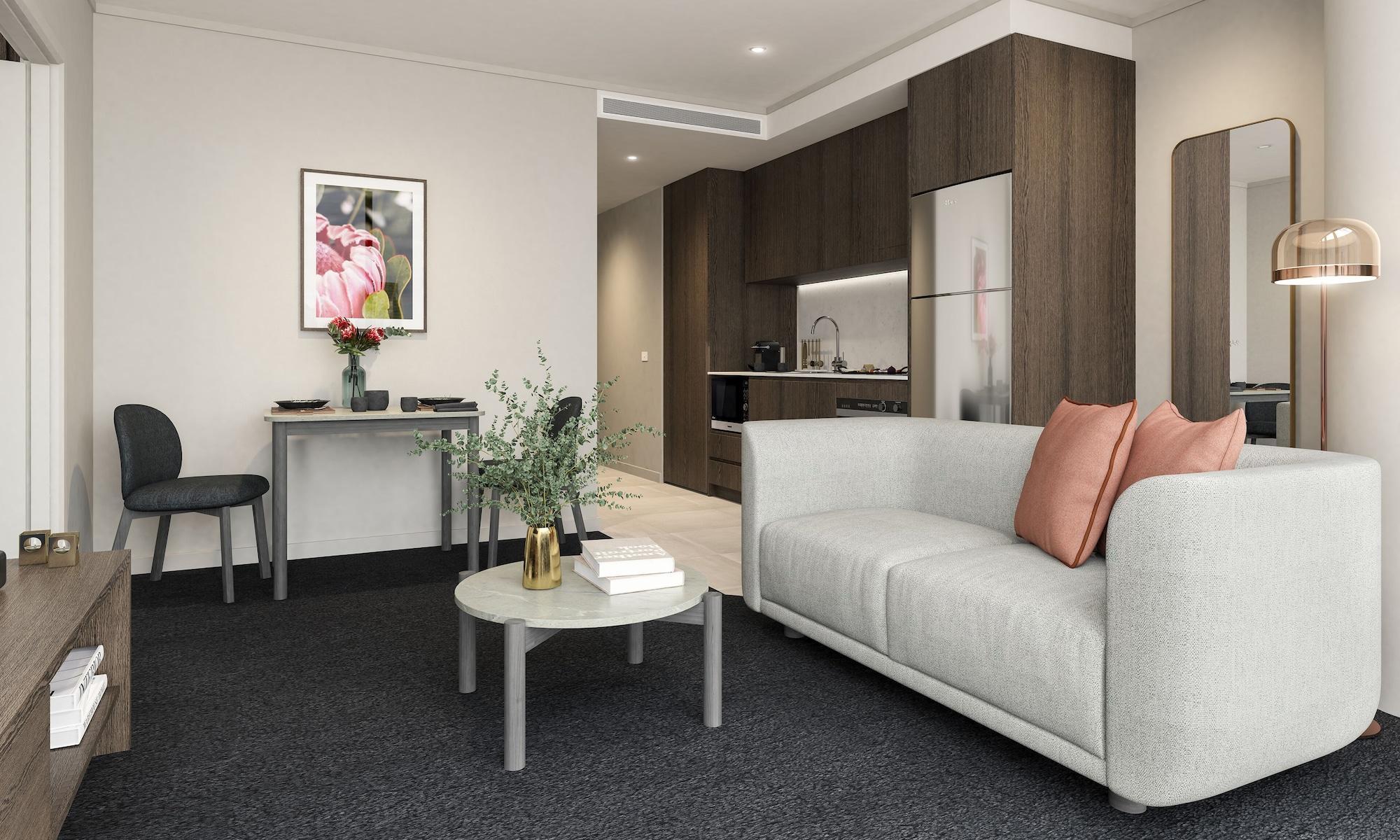 Oakwood Premier Melbourne Apart otel Dış mekan fotoğraf The interior of a typical apartment at the new residential college